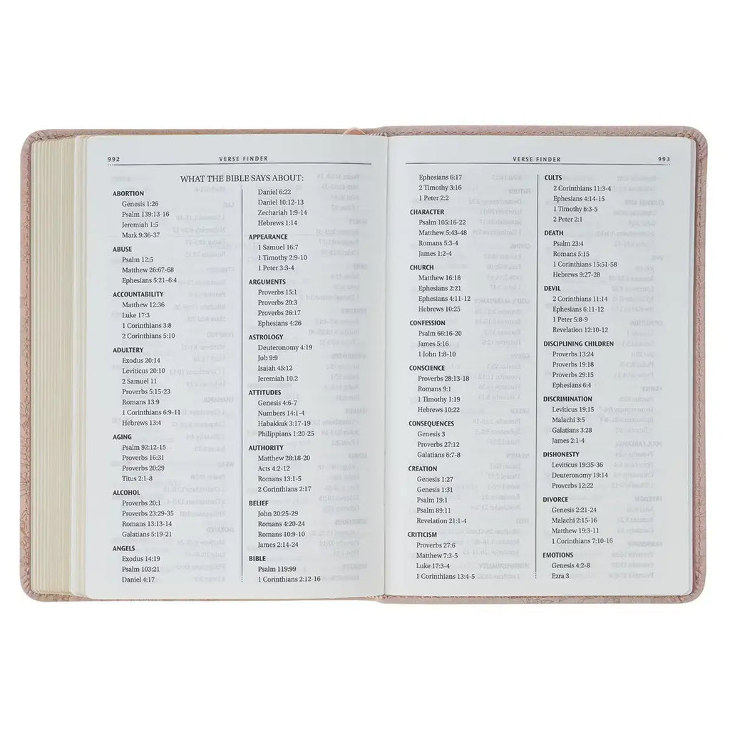 Blush Pink Floral Faux Leather Compact King James Version Bible