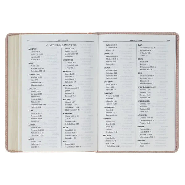 Blush Pink Floral Faux Leather Compact King James Version Bible