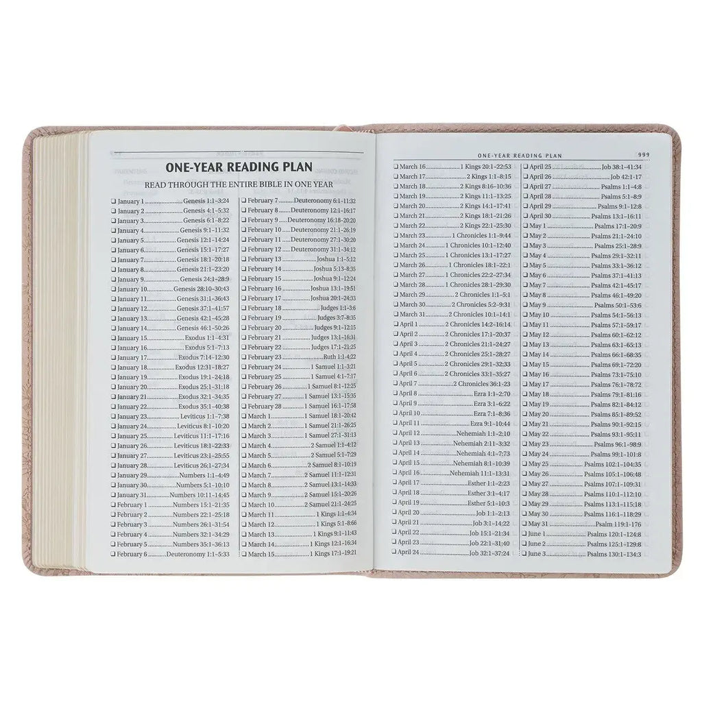Blush Pink Floral Faux Leather Compact King James Version Bible