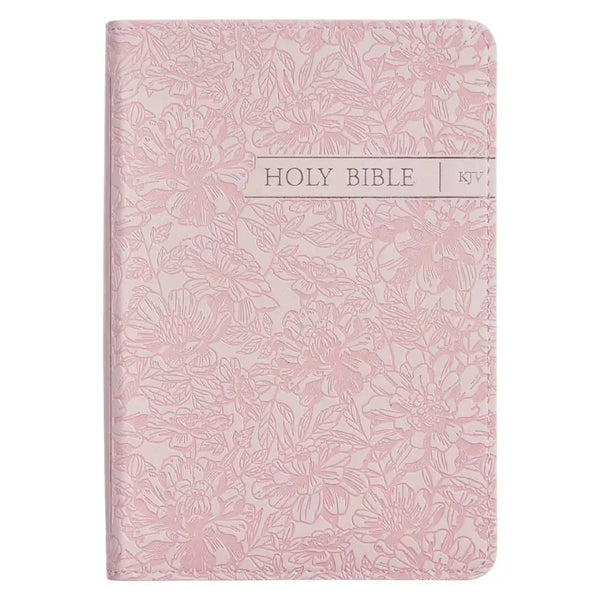 Blush Rose Faux Leather Floral King James Version Pocket Bible