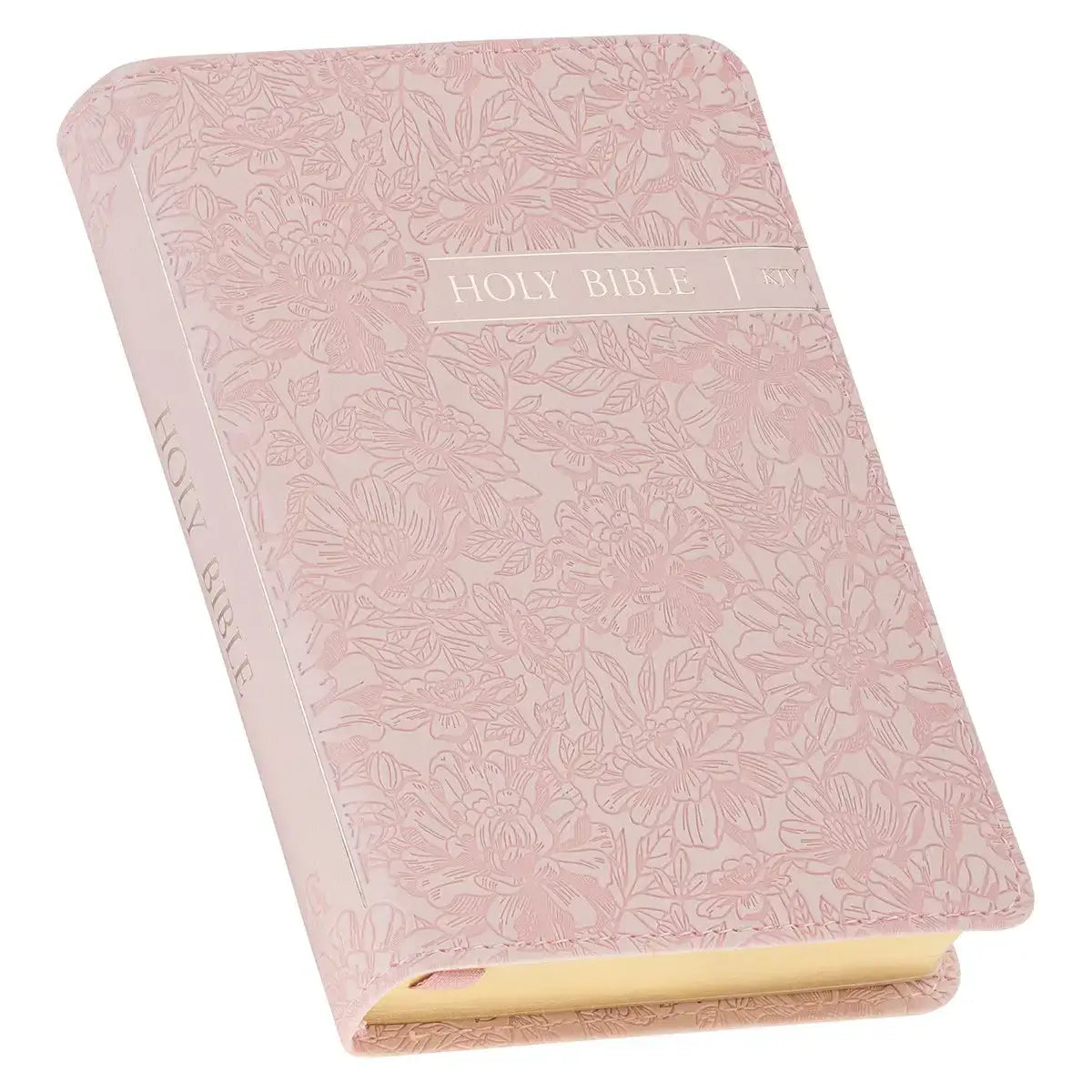 Blush Rose Faux Leather Floral King James Version Pocket Bible