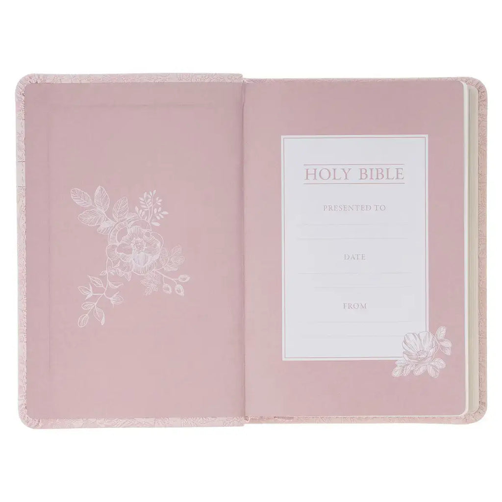 Blush Rose Faux Leather Floral King James Version Pocket Bible
