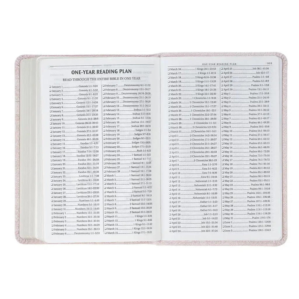 Blush Rose Faux Leather Floral King James Version Pocket Bible