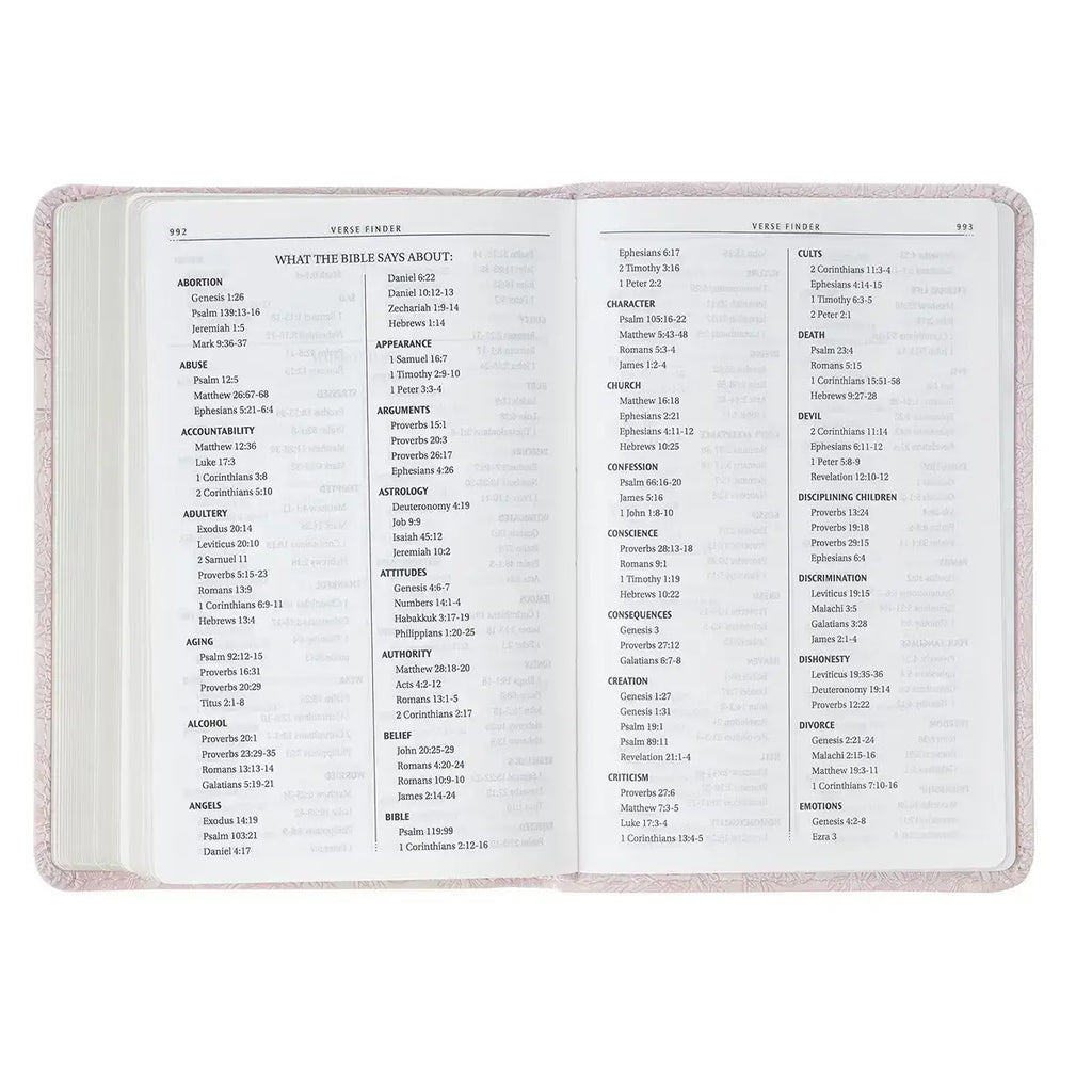 Blush Rose Faux Leather Floral King James Version Pocket Bible