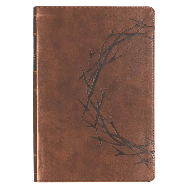 Brown Crown of Thorns Giant Print Full-size King James Version Bible with Thumb Index