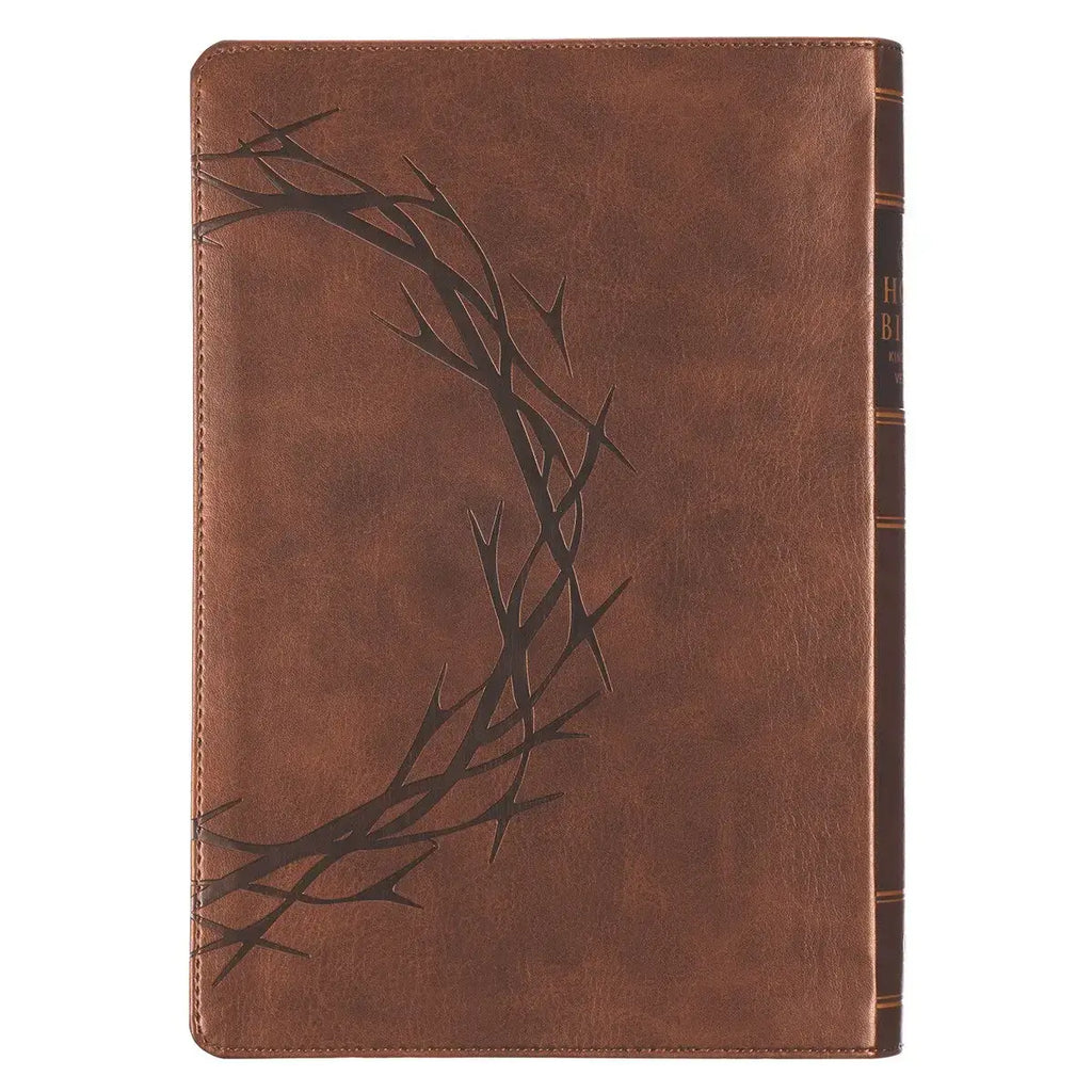 Brown Crown of Thorns Giant Print Full-size King James Version Bible with Thumb Index