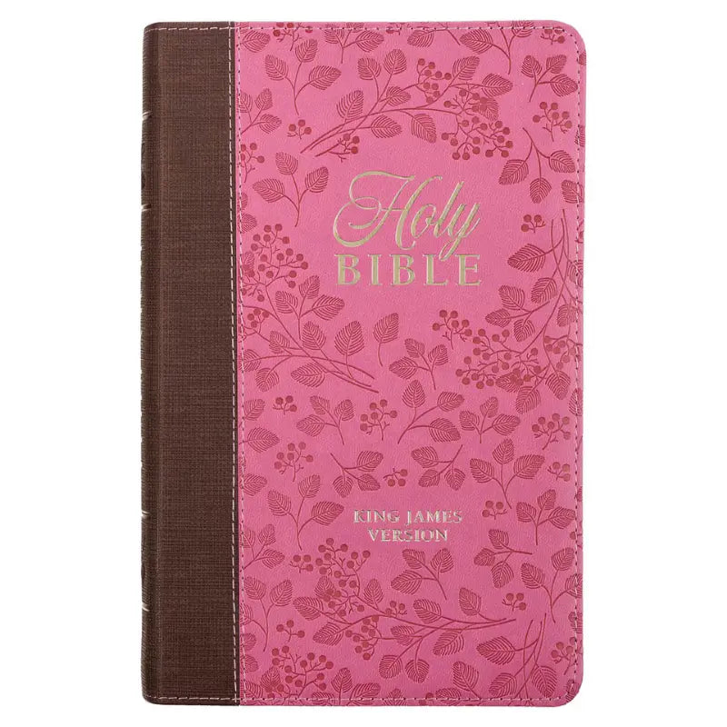 Brown & Berry Pink Faux Leather Giant Print Standard-size King James Version Bible with Thumb Index Main image