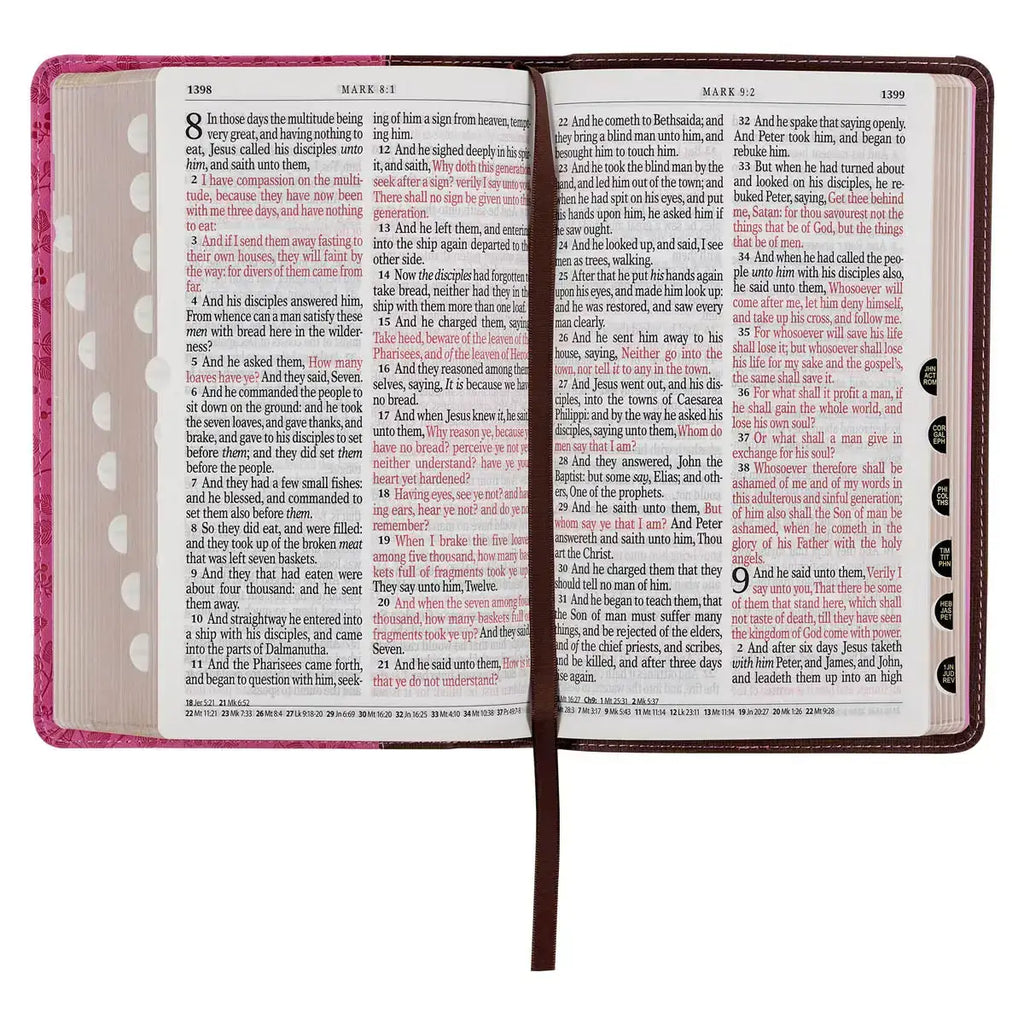 Brown & Berry Pink Faux Leather Giant Print Standard-size King James Version Bible with Thumb Index