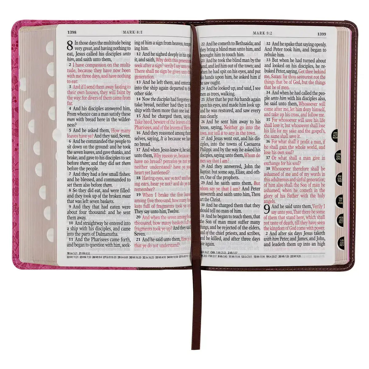 Brown & Berry Pink Faux Leather Giant Print Standard-size King James Version Bible with Thumb Index