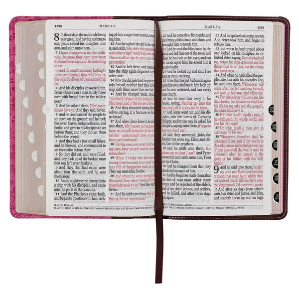 Brown & Berry Pink Faux Leather Giant Print Standard-size King James Version Bible with Thumb Index