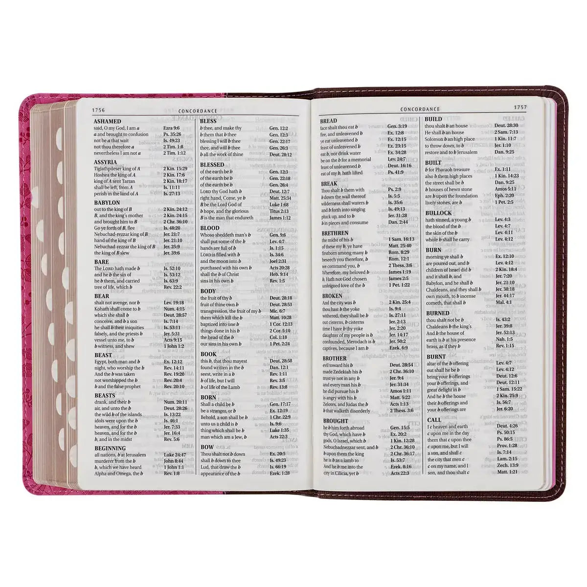 Brown & Berry Pink Faux Leather Giant Print Standard-size King James Version Bible with Thumb Index