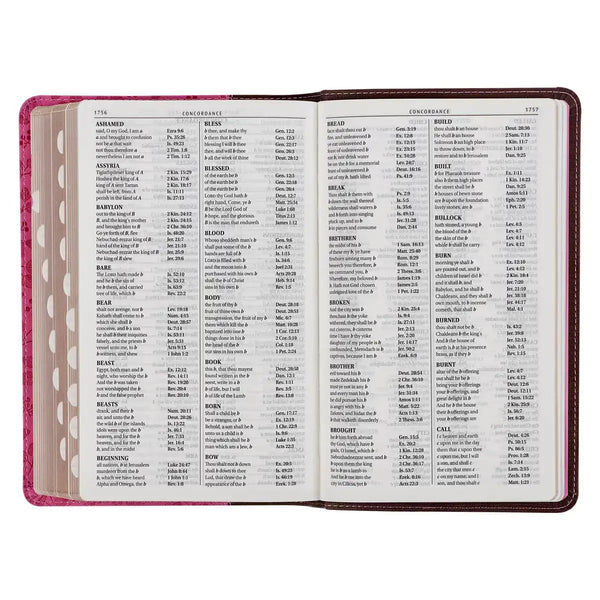 Brown & Berry Pink Faux Leather Giant Print Standard-size King James Version Bible with Thumb Index