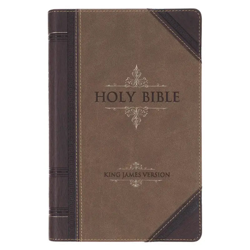 Brown & Tan Faux Leather Standard-size Giant Print King James Version Bible with Thumb Index Main image