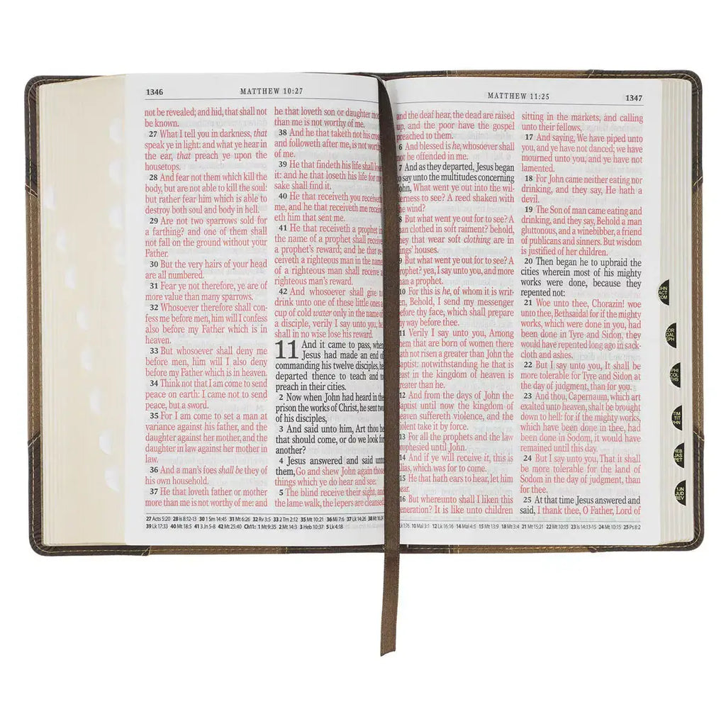 Brown & Tan Faux Leather Standard-size Giant Print King James Version Bible with Thumb Index