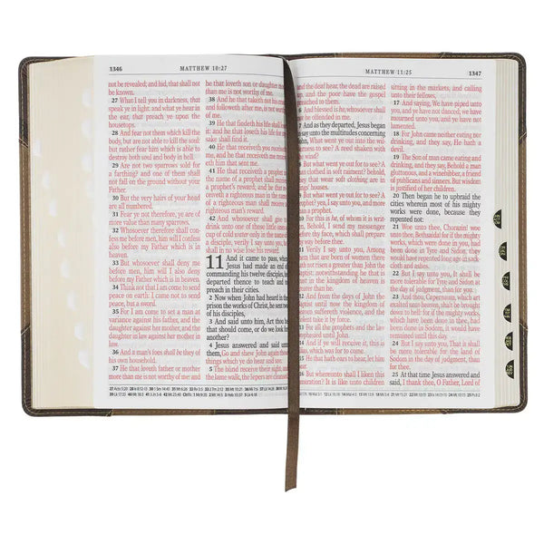 Brown & Tan Faux Leather Standard-size Giant Print King James Version Bible with Thumb Index