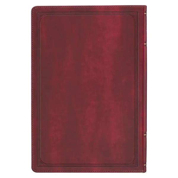 Burgundy Cross Faux Leather Large Print Thinline King James Version Bible with Thumb Index