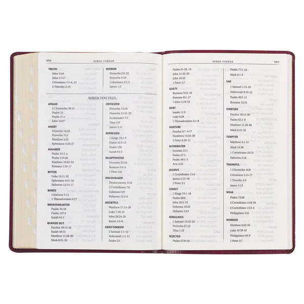 Burgundy Cross Faux Leather Large Print Thinline King James Version Bible with Thumb Index