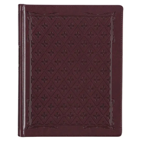 Burgundy Diamond Grid Faux Leather Hardcover Large Print KJV Note-taking Bible