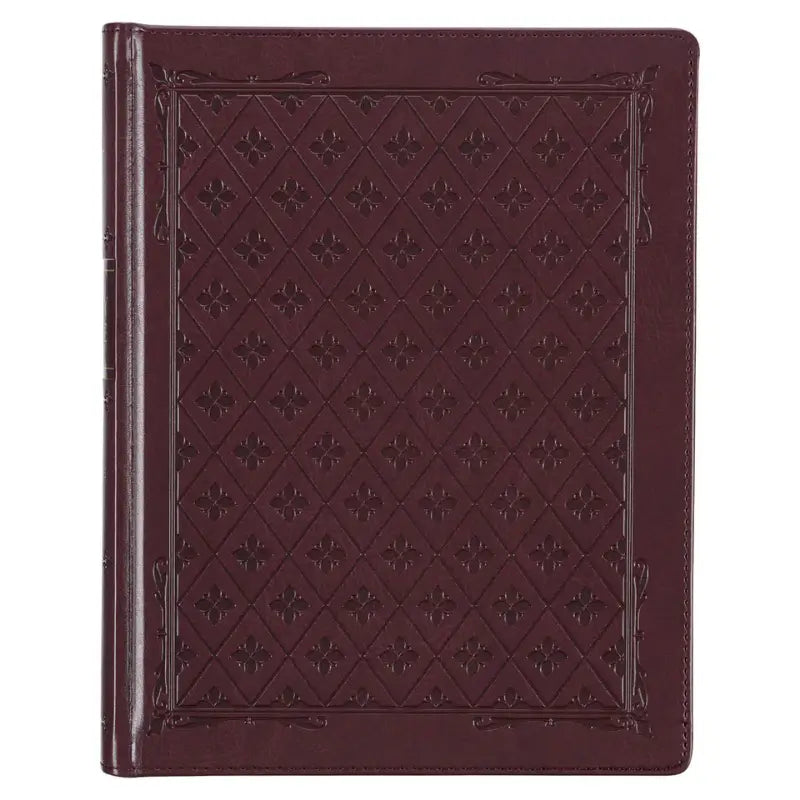 Burgundy Diamond Grid Faux Leather Hardcover Large Print KJV Note-taking Bible Main image