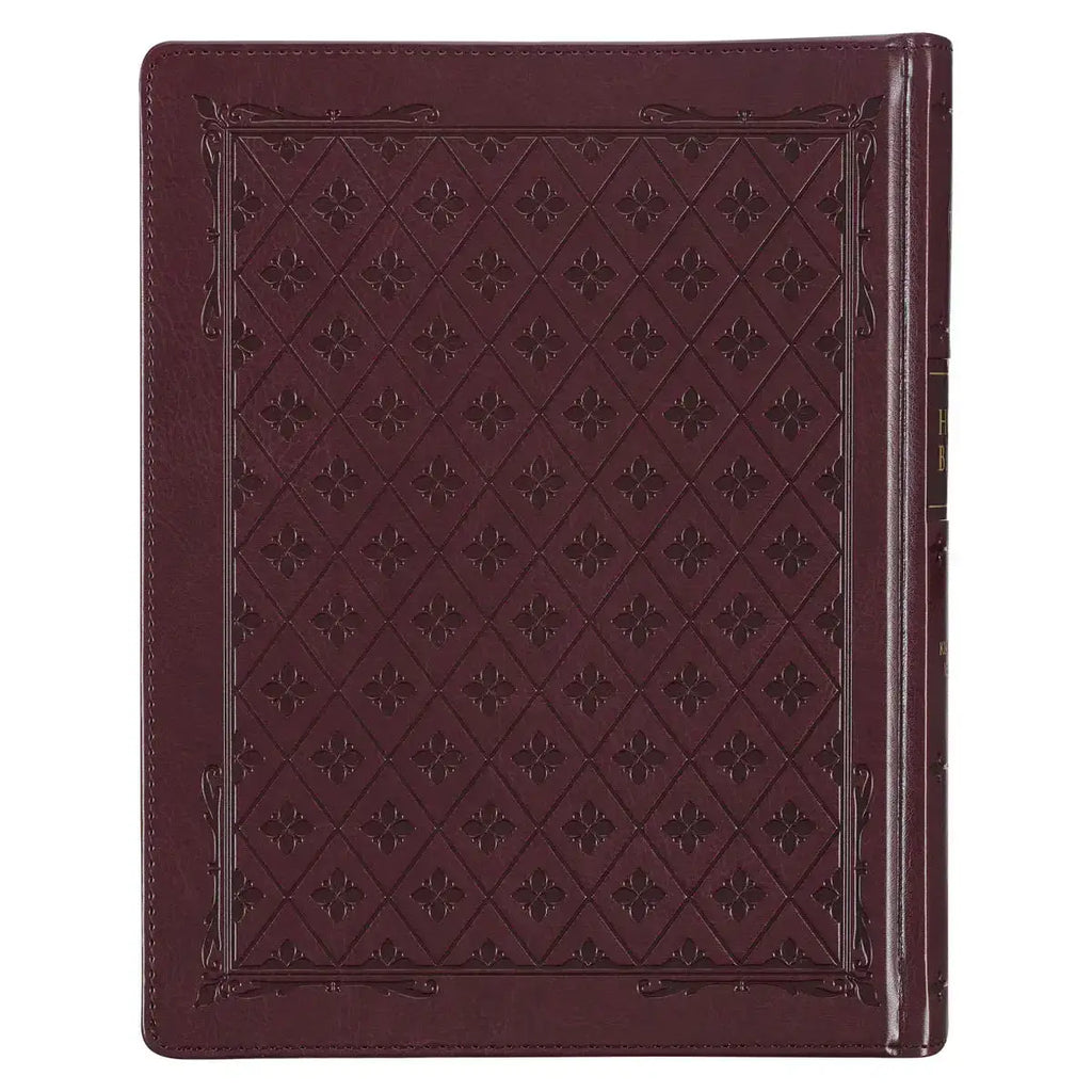 Burgundy Diamond Grid Faux Leather Hardcover Large Print KJV Note-taking Bible