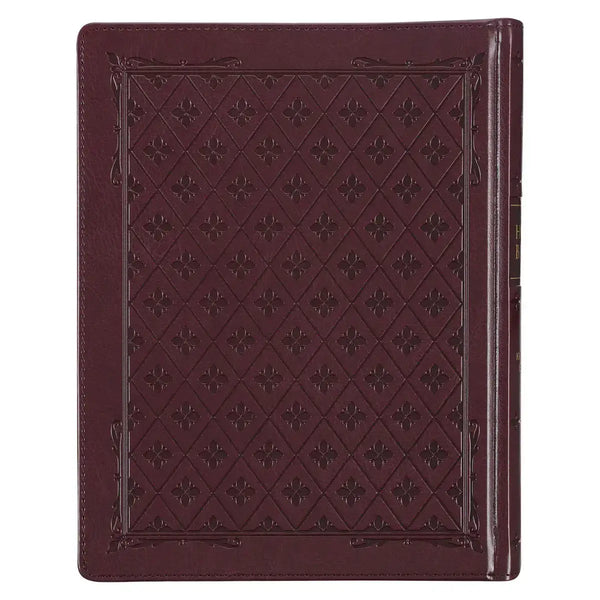 Burgundy Diamond Grid Faux Leather Hardcover Large Print KJV Note-taking Bible
