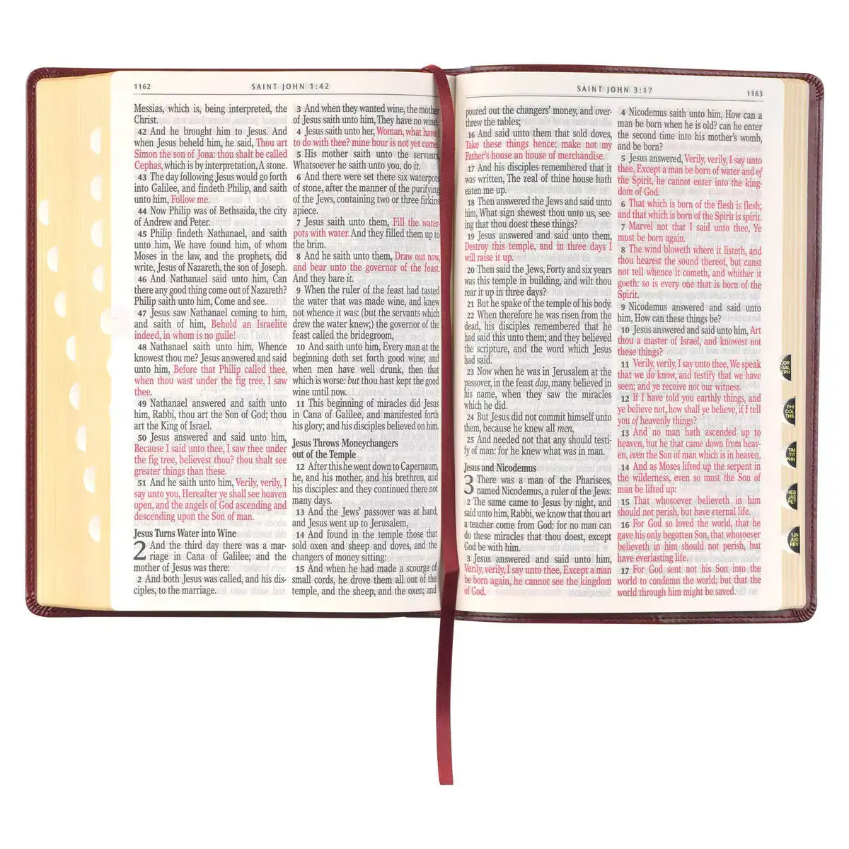Burgundy Faux Leather Full-Size Giant Print King James Version Bible with Thumb Index