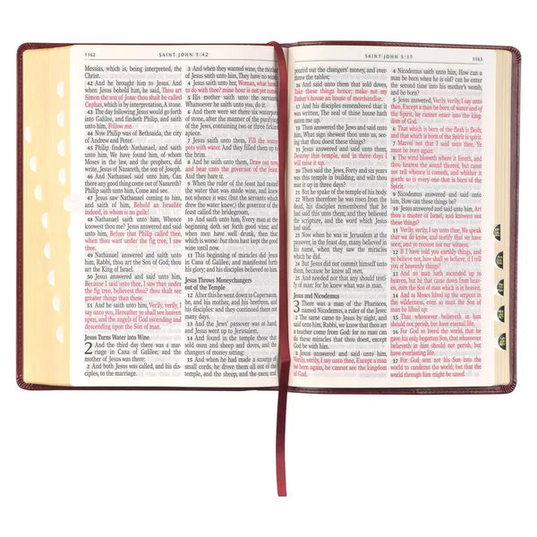 Burgundy Faux Leather Full-Size Giant Print King James Version Bible with Thumb Index