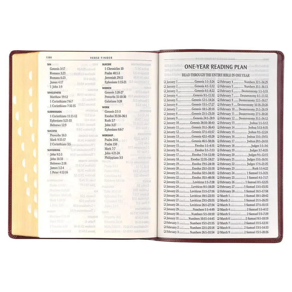Burgundy Faux Leather Full-Size Giant Print King James Version Bible with Thumb Index