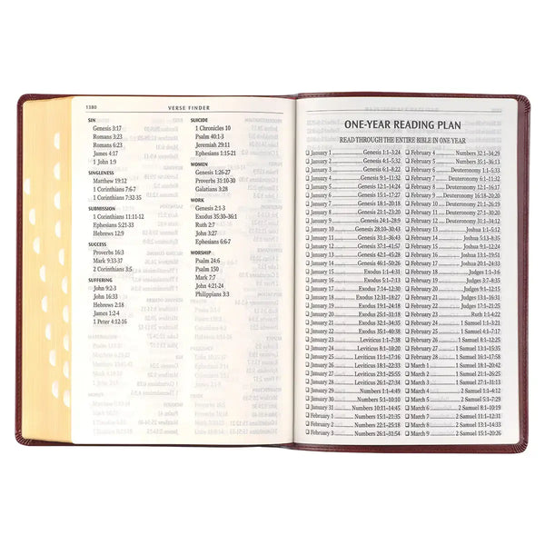 Burgundy Faux Leather Full-Size Giant Print King James Version Bible with Thumb Index