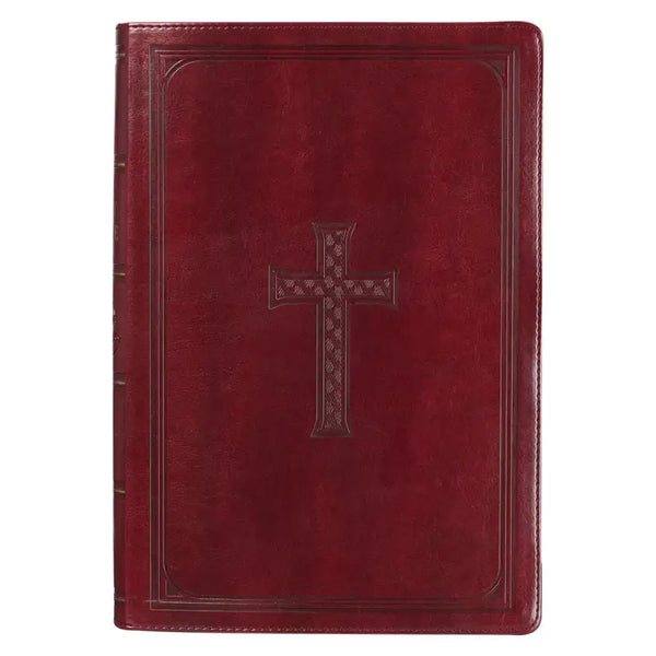 Burgundy Faux Leather Super Giant Print King James Version Bible with Thumb Index