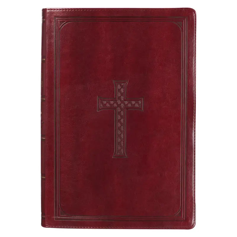 Burgundy Faux Leather Super Giant Print King James Version Bible with Thumb Index Main image