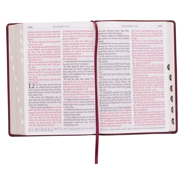 Burgundy Faux Leather Super Giant Print King James Version Bible with Thumb Index