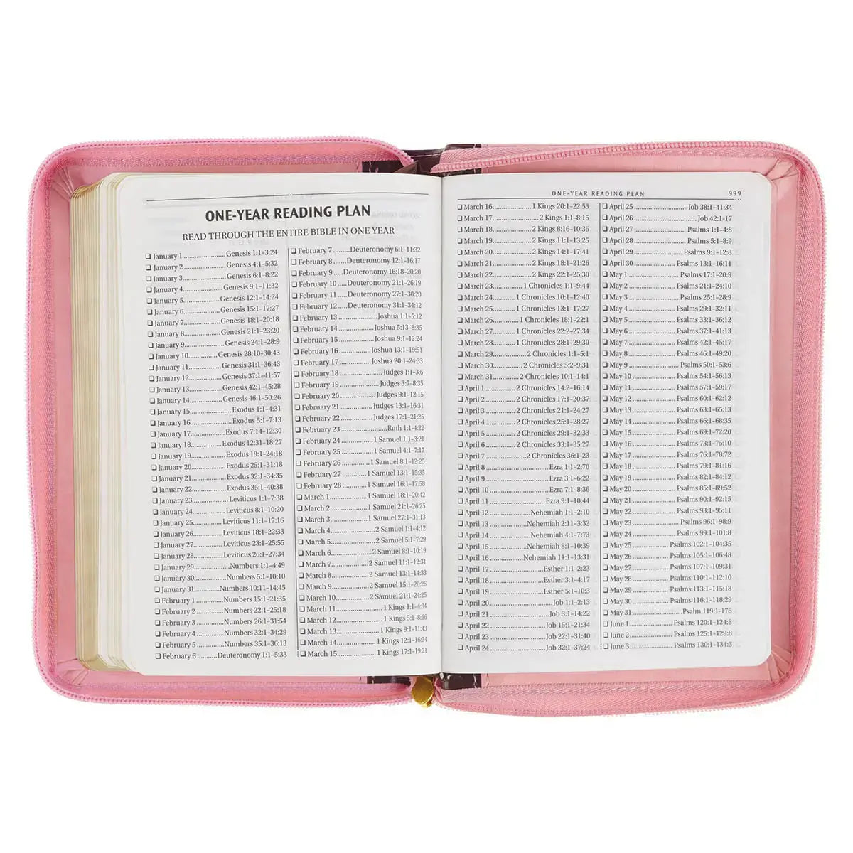 Burgundy & Pink Floral Faux Leather Compact KJV Bible with Zippered Closure