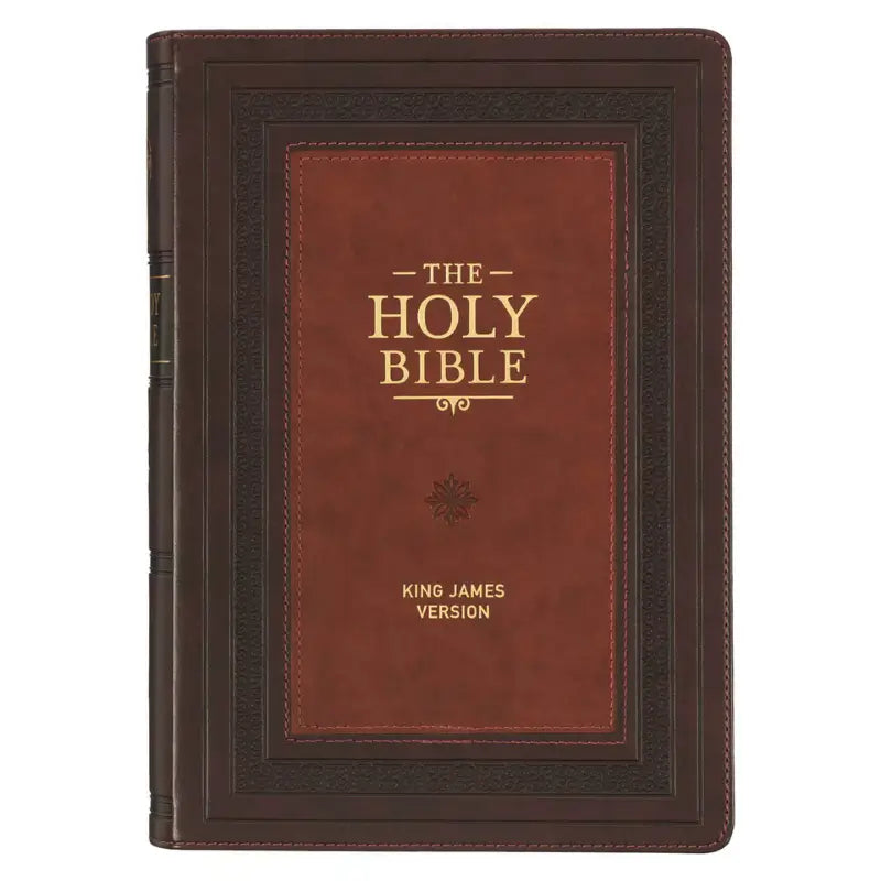 Burgundy & Saddle Tan Faux Leather Large Print King James Version Study Bible with Thumb Index Main image