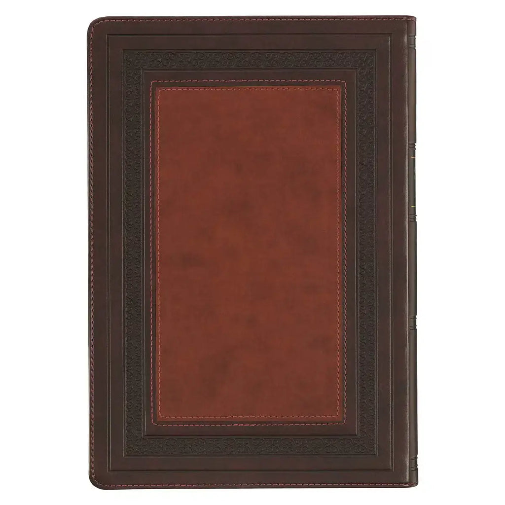 Burgundy & Saddle Tan Faux Leather Large Print King James Version Study Bible with Thumb Index