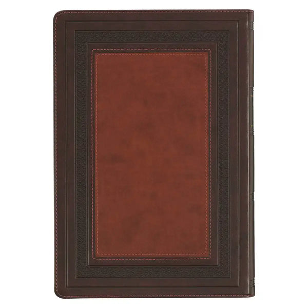 Burgundy & Saddle Tan Faux Leather Large Print King James Version Study Bible with Thumb Index