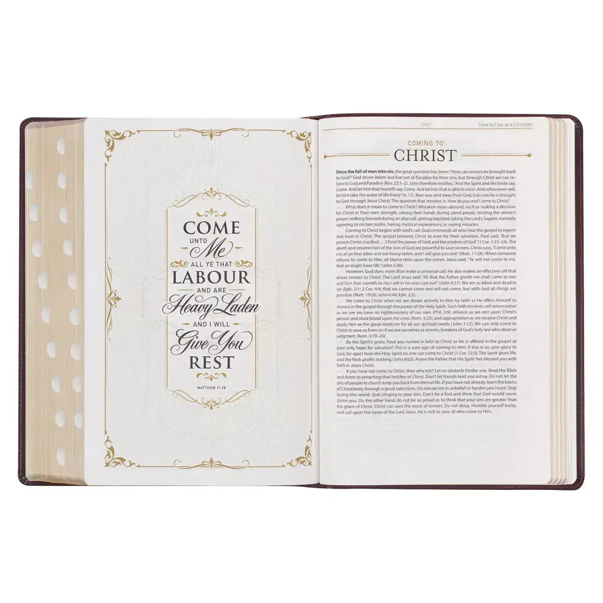 Burgundy & Saddle Tan Faux Leather Large Print King James Version Study Bible with Thumb Index