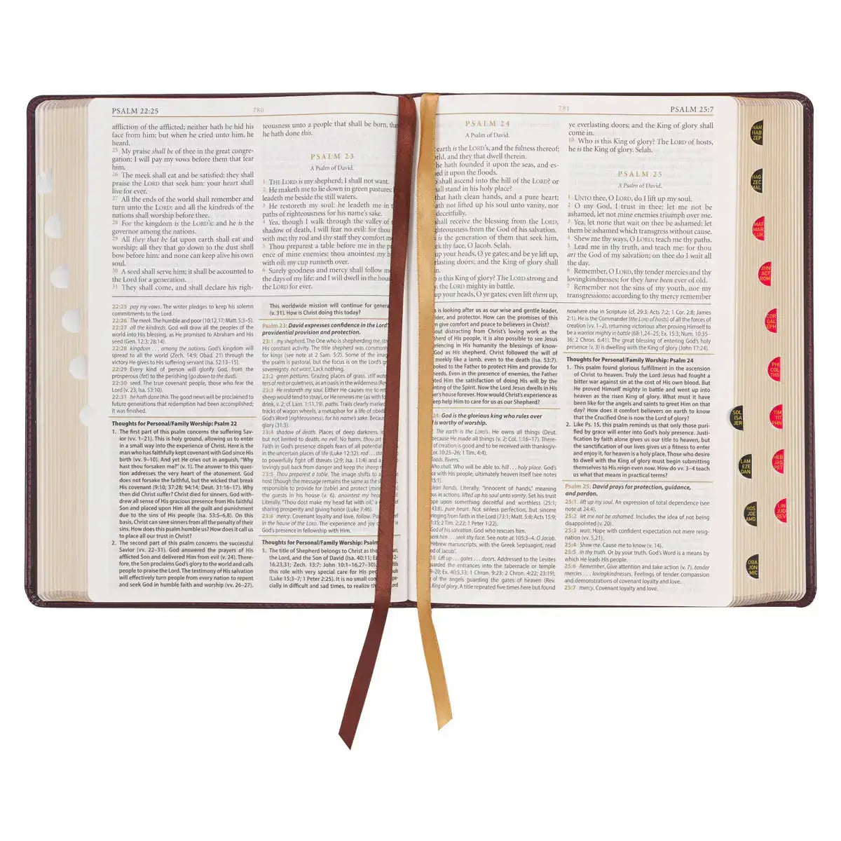 Burgundy & Saddle Tan Faux Leather Large Print King James Version Study Bible with Thumb Index