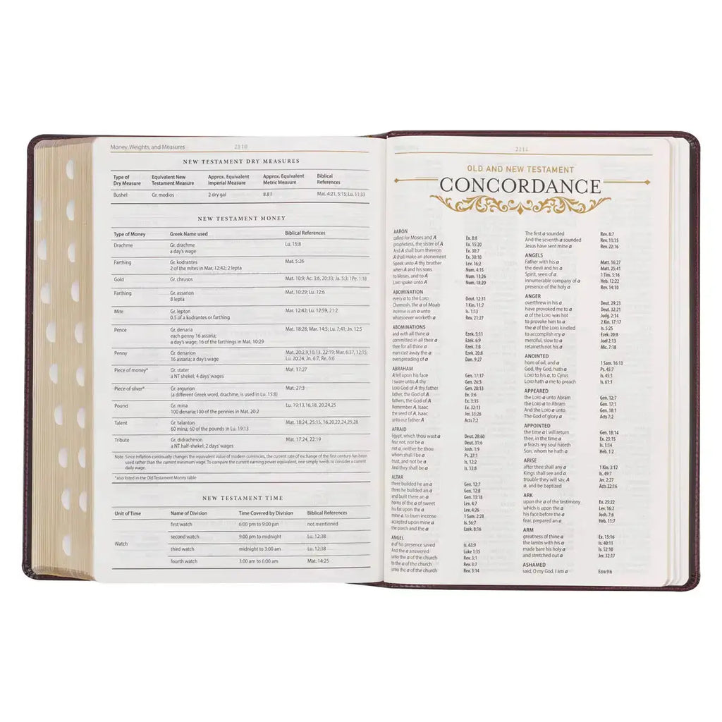 Burgundy & Saddle Tan Faux Leather Large Print King James Version Study Bible with Thumb Index