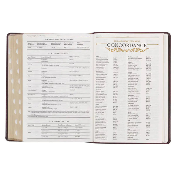 Burgundy & Saddle Tan Faux Leather Large Print King James Version Study Bible with Thumb Index