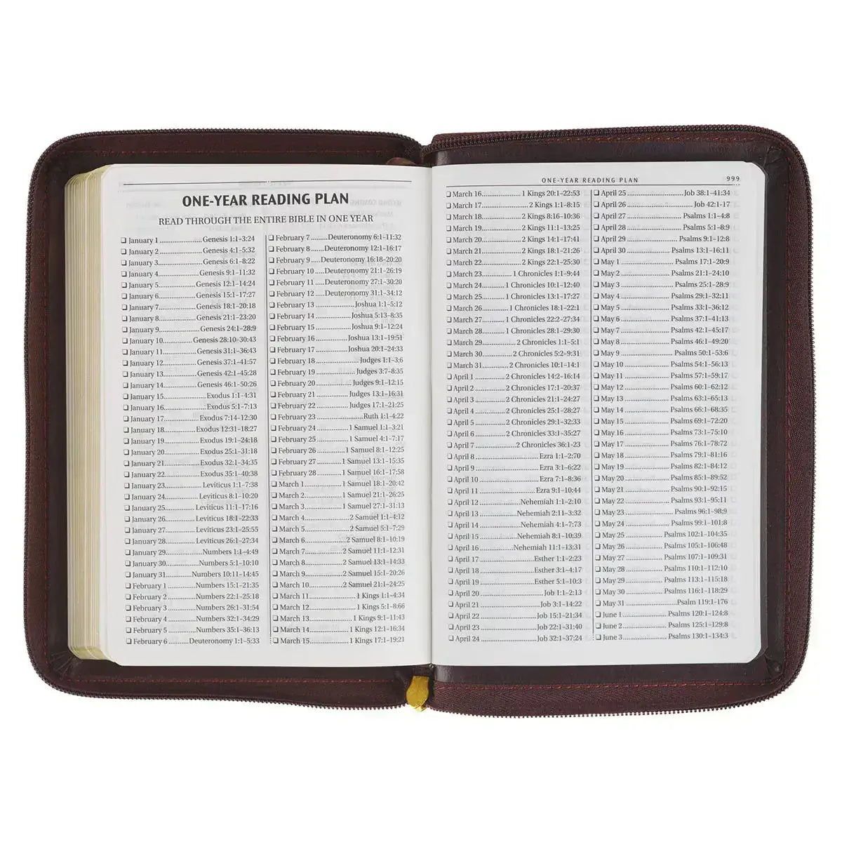 Burgundy & Saddle Tan Framed Faux Leather Compact King James Version Bible with Zippered Closure