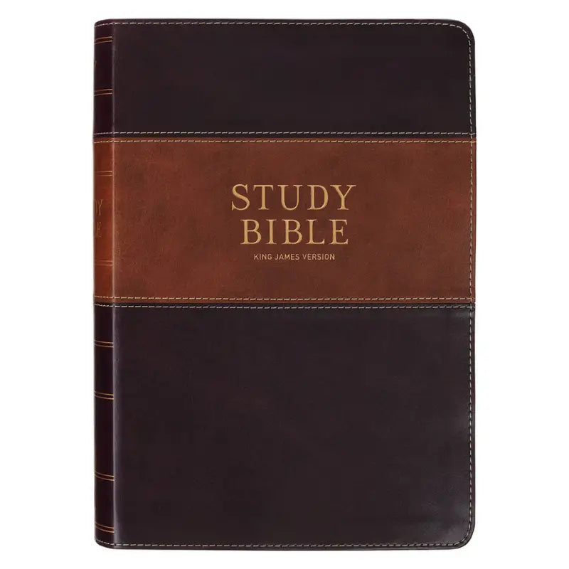 Burgundy & Toffee Faux Leather King James Study Bible with Thumb Index Main image