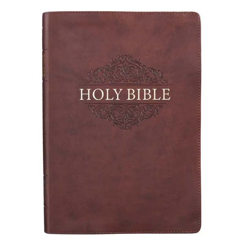 Chestnut Brown Faux Leather Super Giant Print King James Version Bible with Thumb Index Main image