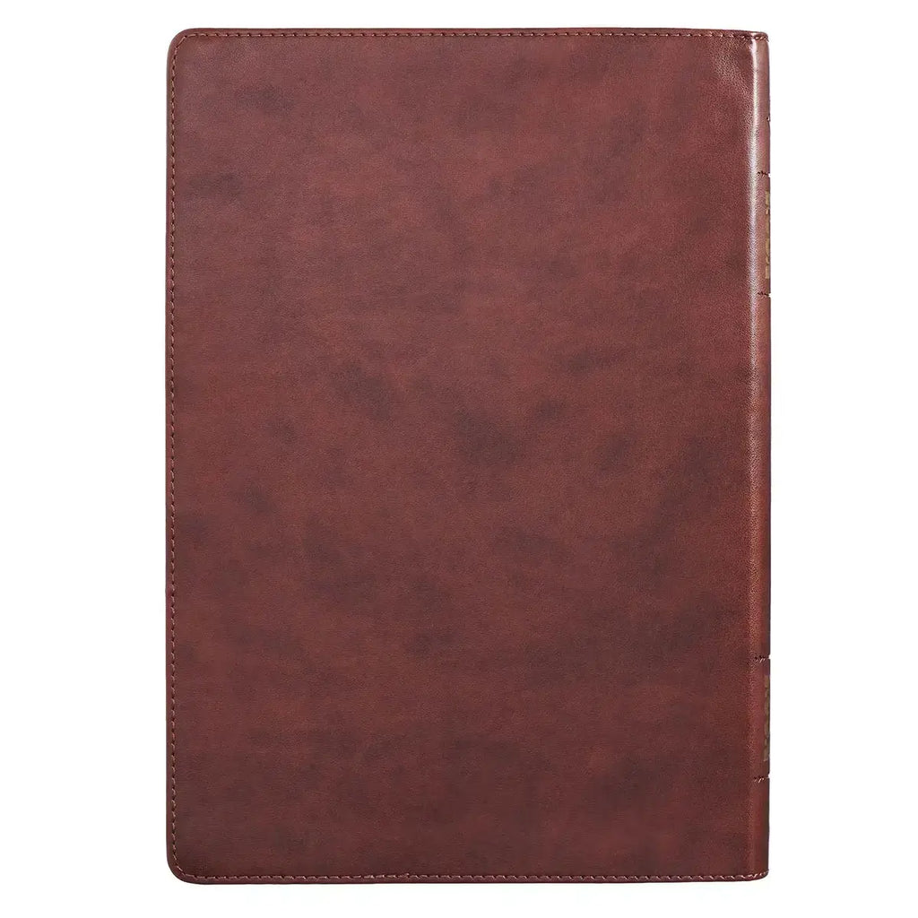 Chestnut Brown Faux Leather Super Giant Print King James Version Bible with Thumb Index