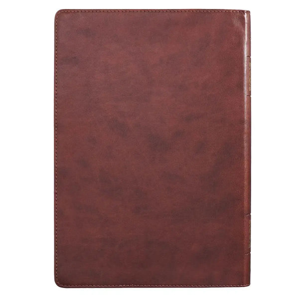 Chestnut Brown Faux Leather Super Giant Print King James Version Bible with Thumb Index