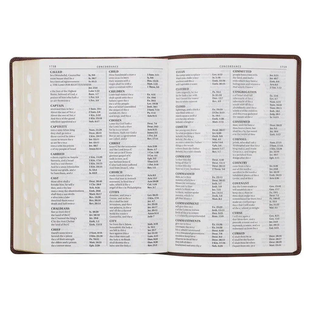 Chestnut Brown Faux Leather Super Giant Print King James Version Bible with Thumb Index