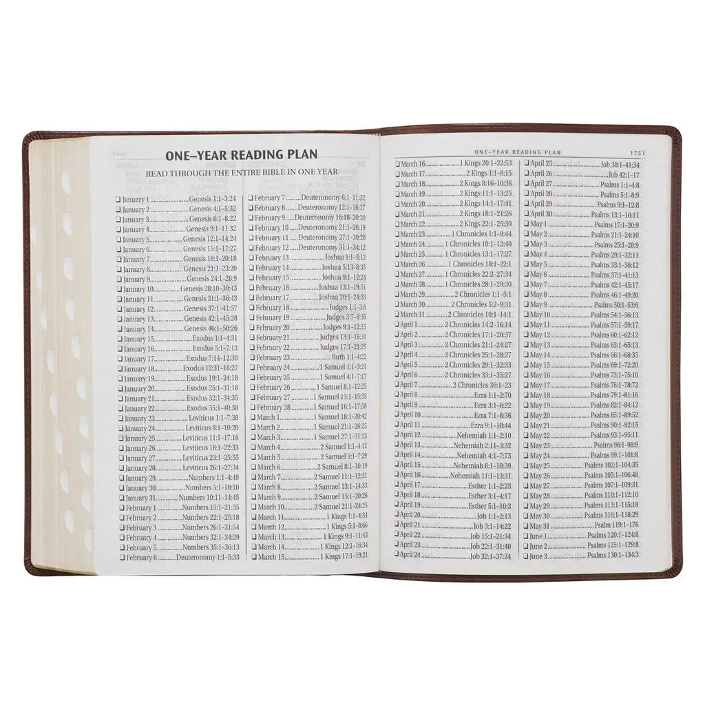 Chestnut Brown Faux Leather Super Giant Print King James Version Bible with Thumb Index