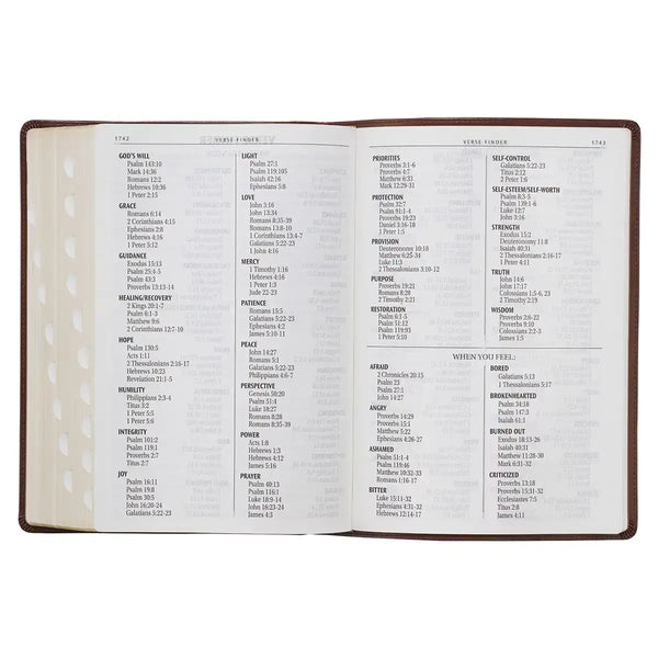 Chestnut Brown Faux Leather Super Giant Print King James Version Bible with Thumb Index