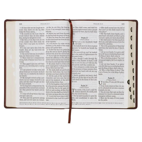 Chestnut Brown Faux Leather Super Giant Print King James Version Bible with Thumb Index
