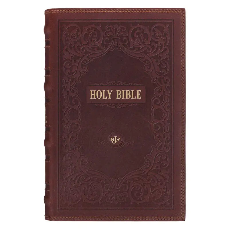 Chestnut Brown Full-grain Leather Giant Print Standard-size King James Version Bible with Thumb Index Main image